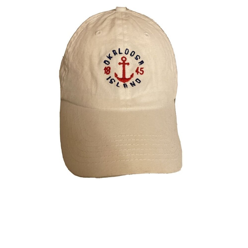 Big‎ Accessories Okaloosa Island Anchor White Cotton Baseball Cap Hat Adjustable
